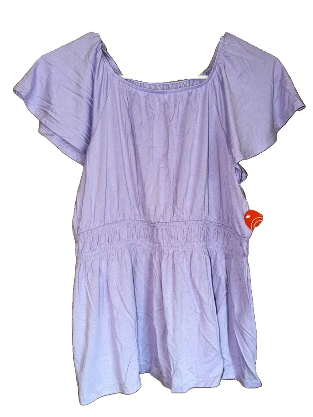 Wonder Nation Girls Purple Romper XL 14-16 Flutter Sleeve Smocked Waist New